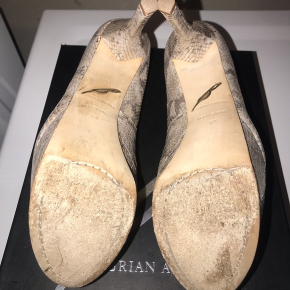 Brian Atwood Platform open toe snakeskin pumps! - Picture 5 of 5